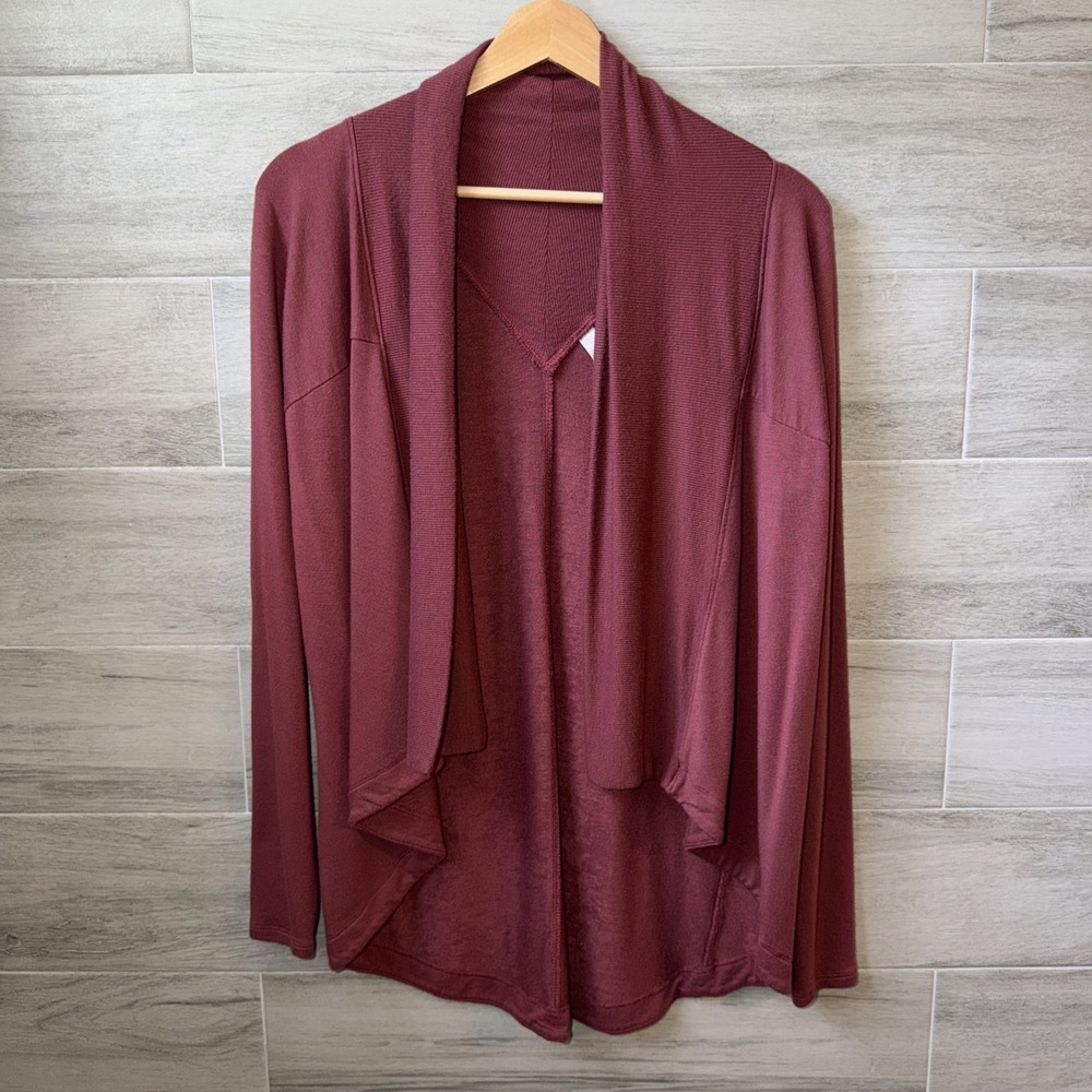 Athleta Maple Red Nirvana Wear Two Ways Wrap Open Cardigan Sweater Size XS